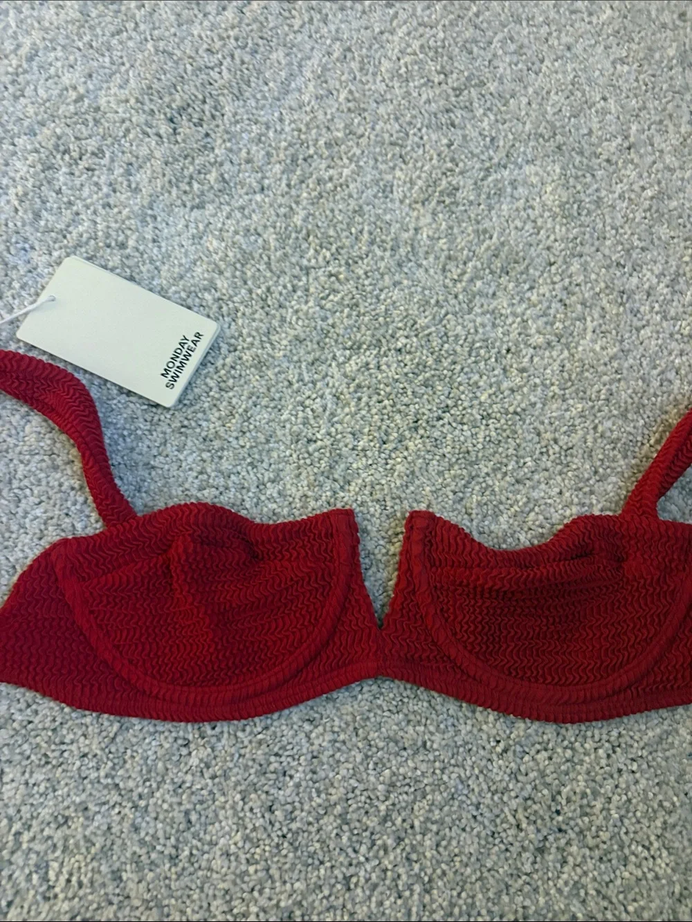 Monday swimwear- Clovelly top in cherry crinkle